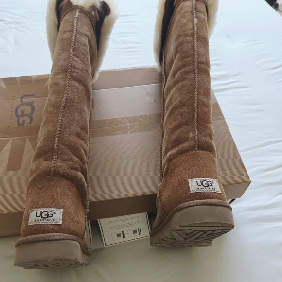 UGG Tan and Cream Over the Knee Boots - Picture 3 of 10